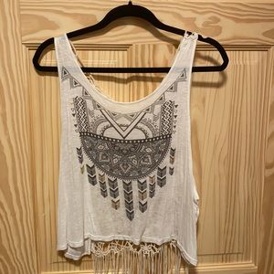 Crochet Detail Tribal Printed Tank
